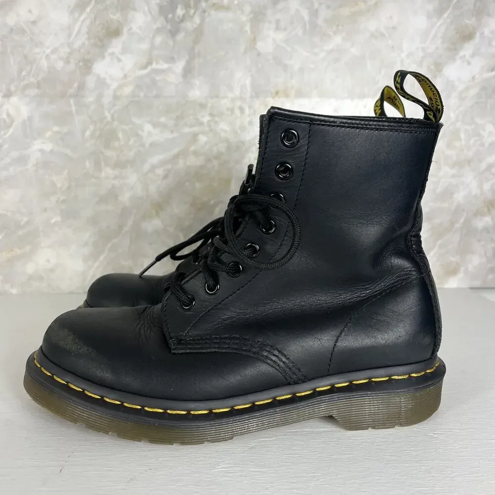 Dr Martens 1460 Unisex L7 M6 Black Leather Combat Boots Lace Up